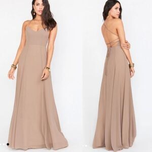 Show Me Your Mumu Godshaw Goddess Gown Maxi Dress in Dune